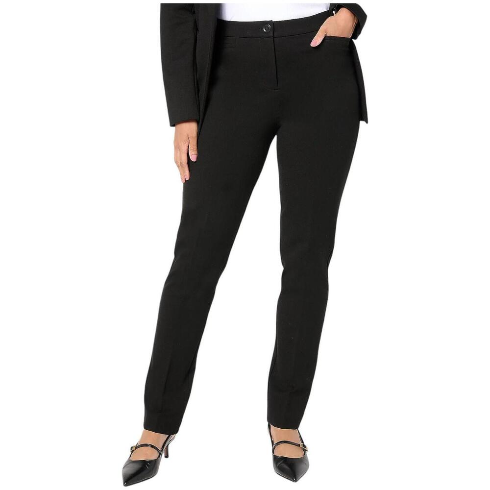 Tailored by Susan Graver Women's Smart Ponte Slim Leg Trouser Black - Regular